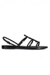 Saint Laurent Black Patent Cassandra Open Sandals