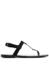 Saint Laurent Cassandra Flat Sole Metallic Toe Strap Sandals