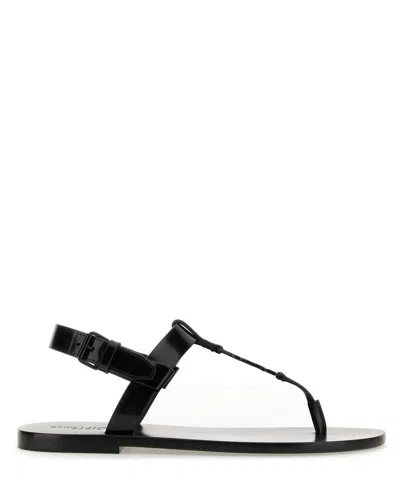Saint Laurent Cassandre Sandals In Black