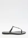 Saint Laurent Sandali Piatti Cassandre In Pelle Liscia Con Tomaia Triangolare In Black