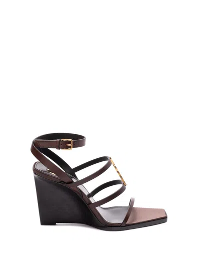 Saint Laurent `cassandra` Sandals In Brown
