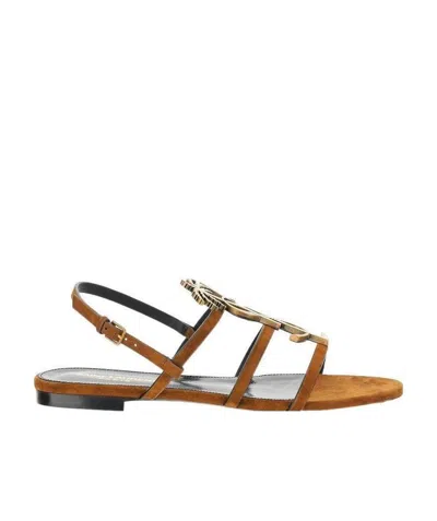 Saint Laurent Cassandra Sandals In Brown