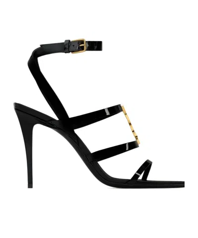 Saint Laurent Cassandra Sandals In Patent Leather In Black