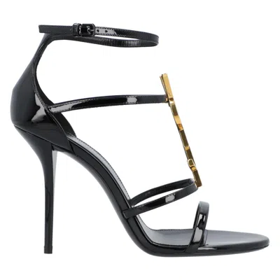 SAINT LAURENT SAINT LAURENT CASSANDRA SANDALS IN PATENT LEATHER BLACK