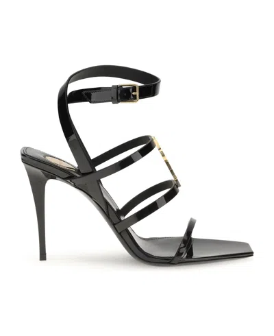 Saint Laurent Cassandra Sandals In Patent Leather In Black