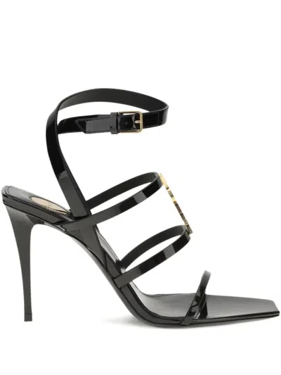 Saint Laurent Cassandra Sandals In Patent Leather Shoes In Black