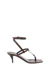 Saint Laurent Cassandra 60 Leather Sandals In Macadamia Brown