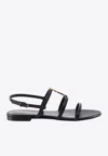 Saint Laurent Cassandra Calfskin Ysl Slingback Sandals In Black