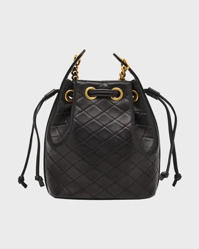 Saint Laurent Cassandra Small Ysl Bucket Bag In Quilted Leather In Black