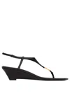 Saint Laurent Cassandra Smooth Leather Wedge Sandals