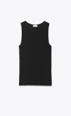 Saint Laurent Cassandre Ribbed Logo-embroidered Wool Tank Top In Black