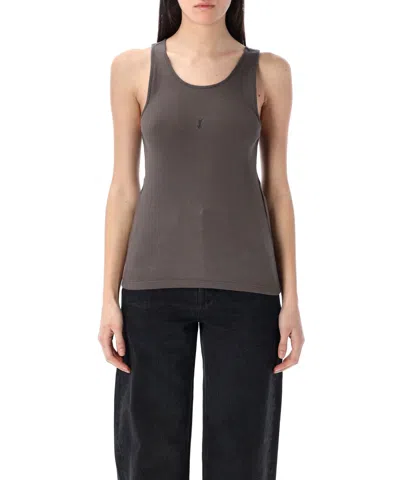 Saint Laurent Cassandra Tank Top In Grey