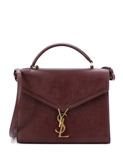 Pre-owned Saint Laurent Cassandra Top Handle Bag Leather Medium Satchel In Red