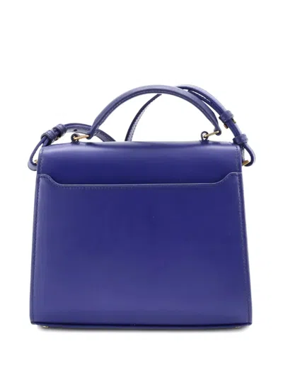 Pre-owned Saint Laurent Cassandra Top Handle Bag Leather Mini Shoulder Bag In Blue