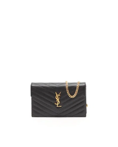 Saint Laurent Cassandra Wallet On Chain Bag In Blue