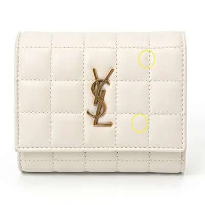 Saint Laurent Cassandra White Leather Wallet  ()