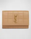 Saint Laurent Cassandra Ysl Card Holder In Quilted Leather In Dark Toffee