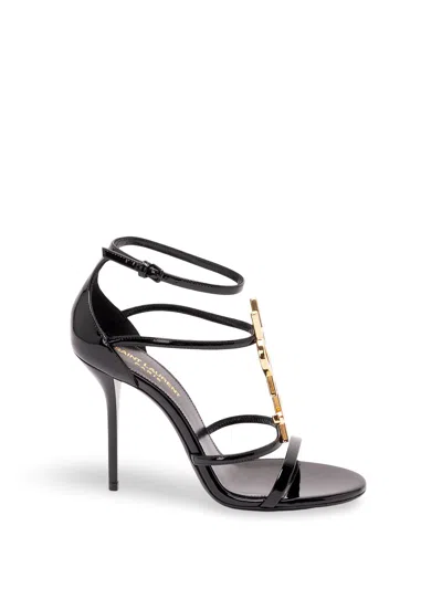Saint Laurent `cassandra Ysl` Sandals In Black