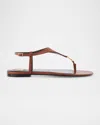 Saint Laurent Cassandra Ysl Smooth Leather Sandals In Brown