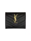 Saint Laurent Grain De Poudre Leather Wallet In Black