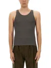 Saint Laurent Ribbed Texture Sleeveless Tank Top In Gray