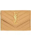 Saint Laurent Chevron Pattern Wallet Gold-tone Hardware In Gold