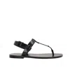 Saint Laurent Cassandre Leather Thong Sandals