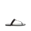Saint Laurent Cassandra Flat Sole Metallic Toe Strap Sandals In Brown