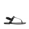 Saint Laurent Cassandre 05 Flat Sandals With Patent Finish In Black