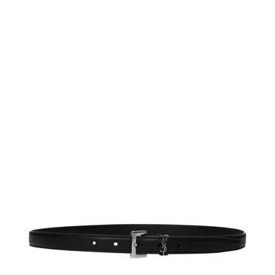 Saint Laurent Cassandre Belt Men Leather Black In Red