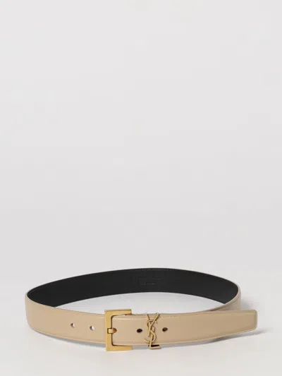Saint Laurent Cassandre 3 Cm Calfskin Leather Belt With Ysl Monogram In Brown