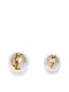 Saint Laurent Cassandre Asymmetric Earrings In White