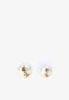 Saint Laurent Cassandre Asymmetrical Pearl Earrings In White