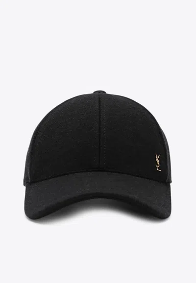 Saint Laurent Cassandre Baseball Cap In Black