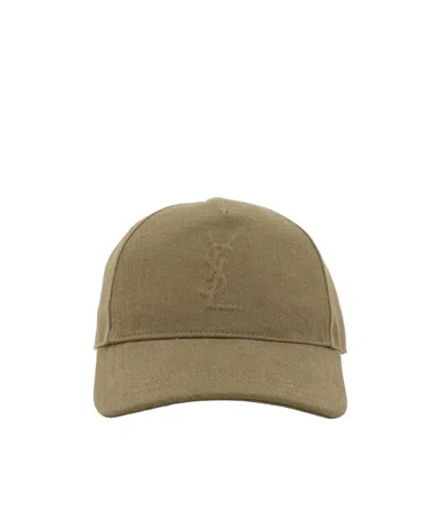 Saint Laurent Cassandre Baseball Cap In Brown
