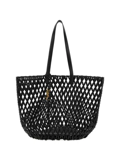 Saint Laurent Cassandre Beaded Tote Bag In Purple
