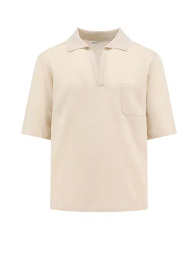 Saint Laurent Cassandre Polo Wool Shirt In Neutral