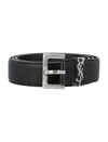 Saint Laurent Cassandre Square Buckle Belt In Lambskin