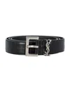 Saint Laurent Squared Buckle Smooth Leather Cassandre Thin Belt Accessories