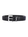 Saint Laurent Cassandre Belt In Crocodile-embossed Leather