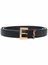 Saint Laurent Cassandre Thin Belt With Square Buckle In Grained Leather Accessories