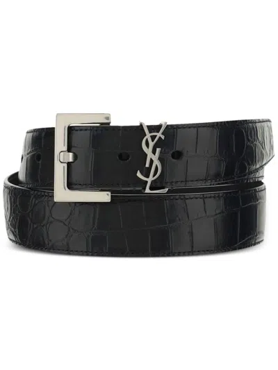 Saint Laurent "cassandre" Belt In Black