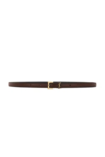 Saint Laurent Cassandre Belt In Brown