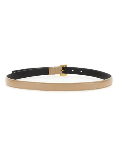 Saint Laurent Cassandre Belt In Beige
