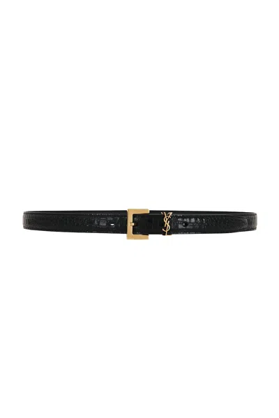 Saint Laurent Cassandre Belt In Black