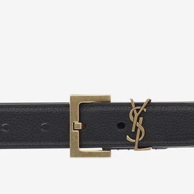 Saint Laurent Cassandre Belt In Black