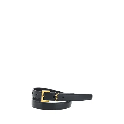 Saint Laurent Cassandre Belt In Black