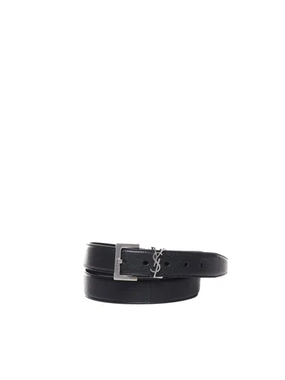 Saint Laurent Cassandre Belt In Black