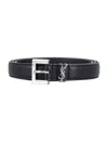 Saint Laurent Cassandre Belt Square Buckle Accessories In Black