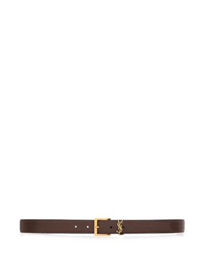 Saint Laurent Cassandre Belt In Brown
